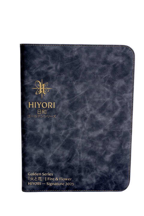 Classic gray black suede gold leaf debossed 9 pocket binder — Hiyori