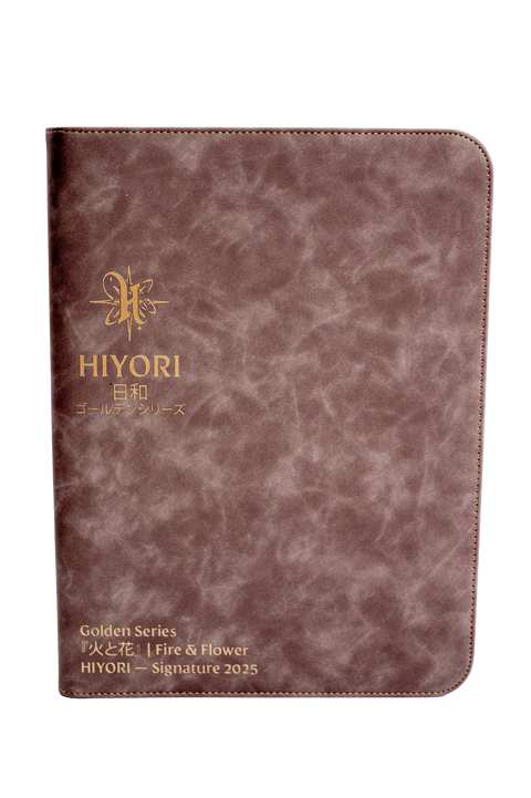 Classic brown suede gold leaf debossed 9 pocket TCG binder — Hiyori