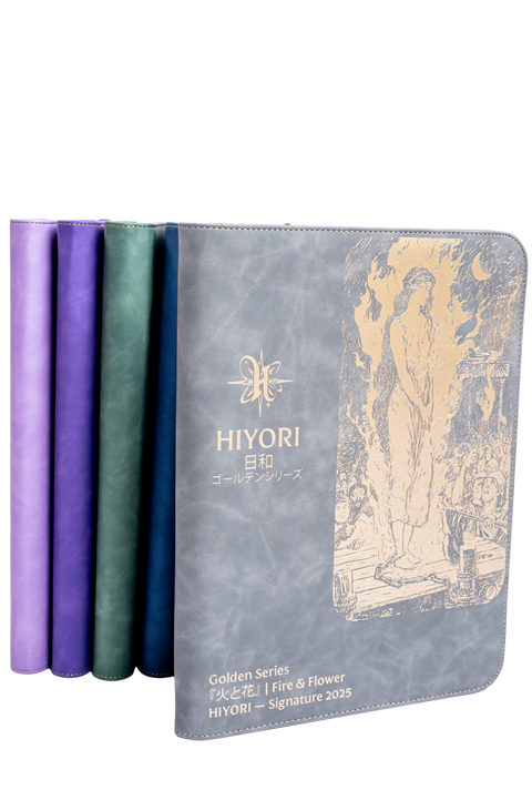 Luxury gray black suede illustrated 9 pocket card binder — Hiyori